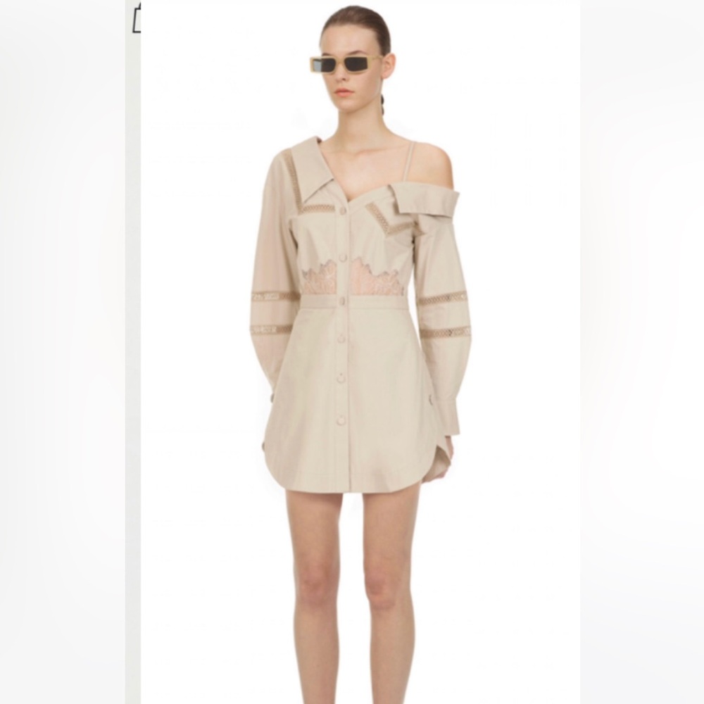 Self Portrait off one shoulder shirt Dress US 4 NWT